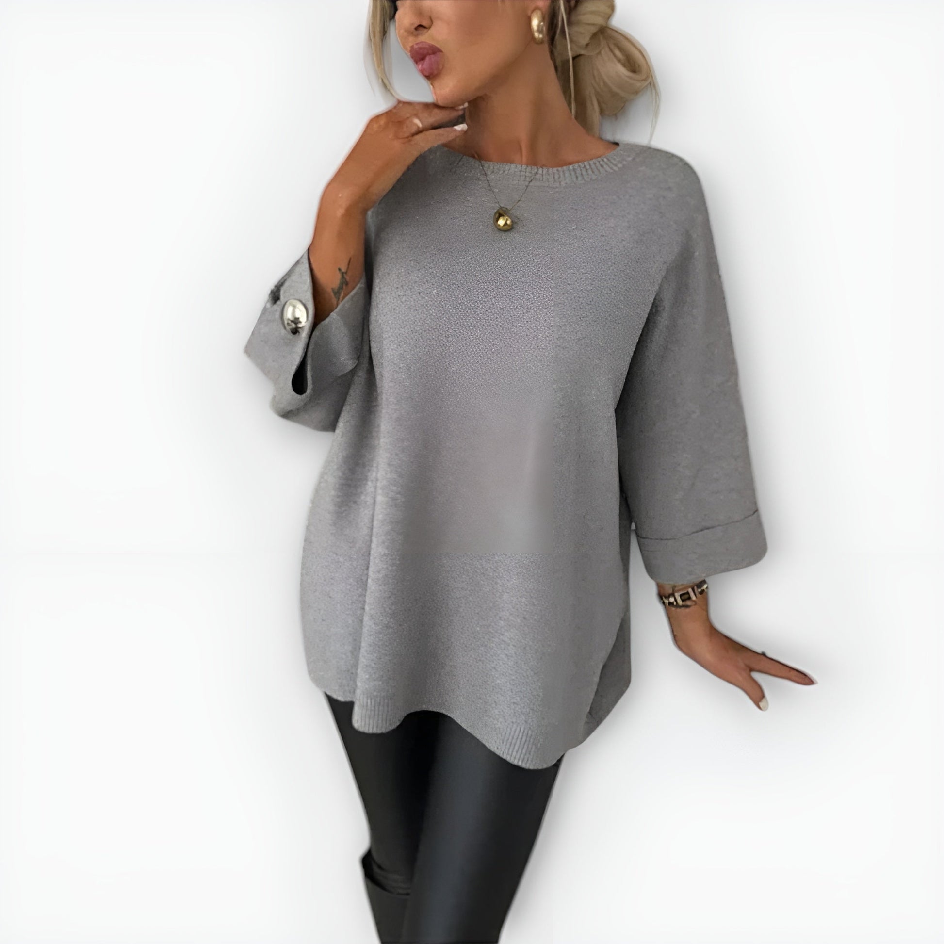 Women's Soft Crewneck Sweater Mid-Length Sleeve - Vonnera
