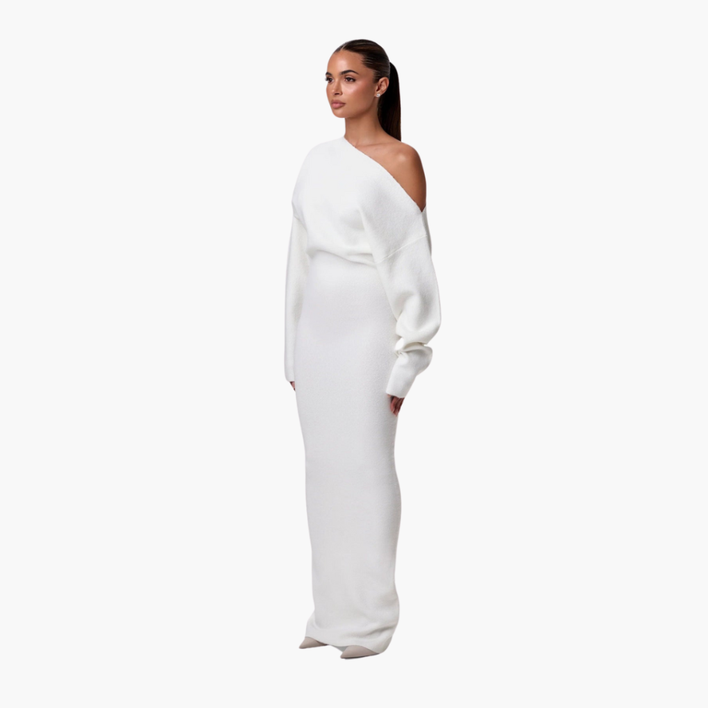 Women's Off-Shoulder Knit Evening Dress - Vonnera