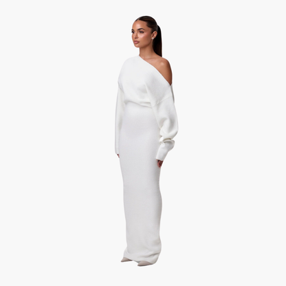 Women's Off-Shoulder Knit Evening Dress - Vonnera