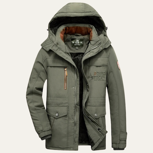 Men's Thick Warm Parka Coat Fur Lined Hooded - Vonnera