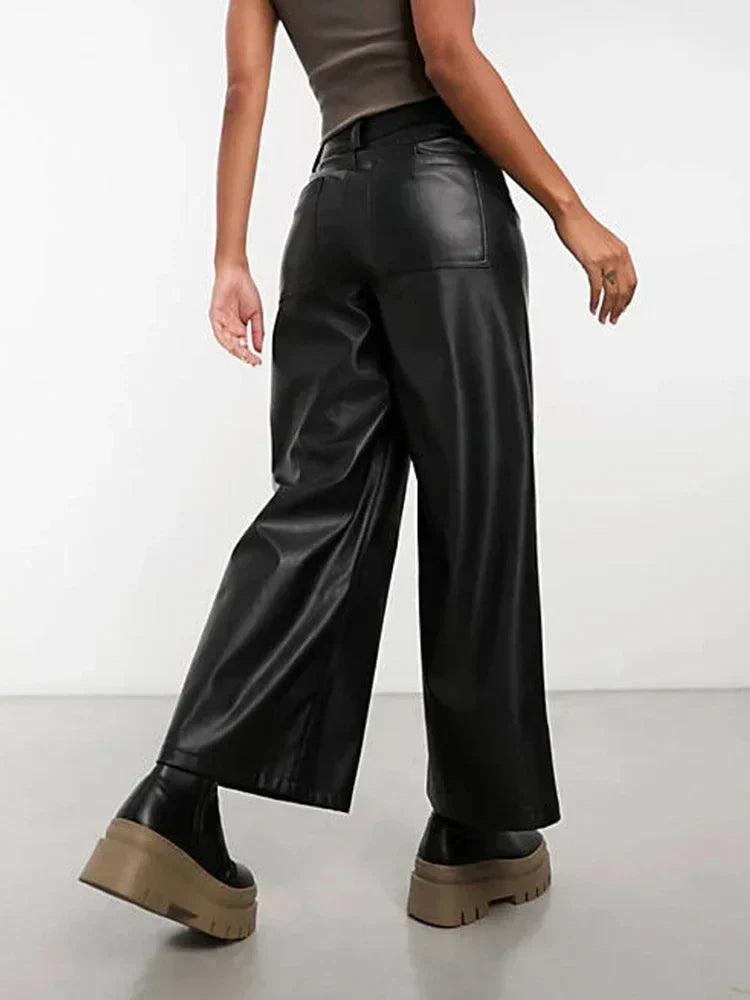 Women's High-Waist Leather Pants