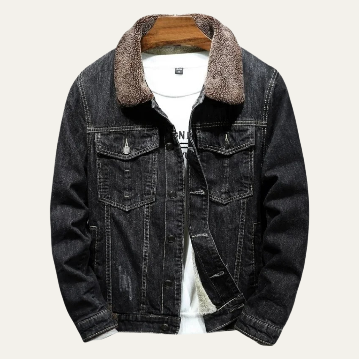 Men's Fleece Lined Denim Winter Jacket - Vonnera