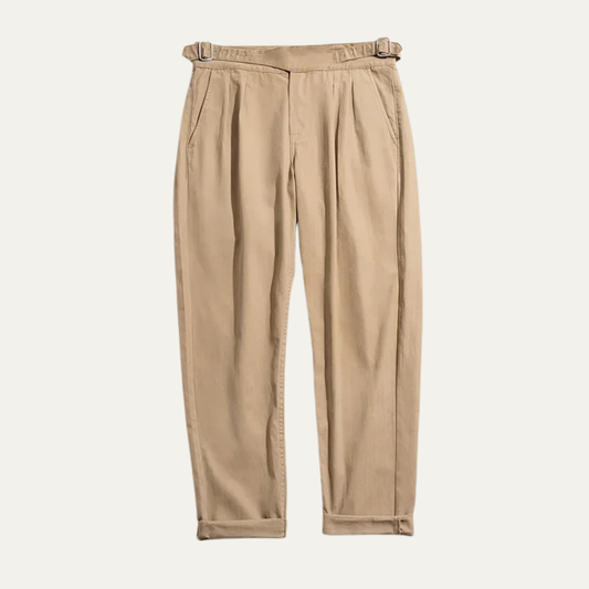Men's Double Pleated Straight Leg Pants Vintage Style - Vonnera