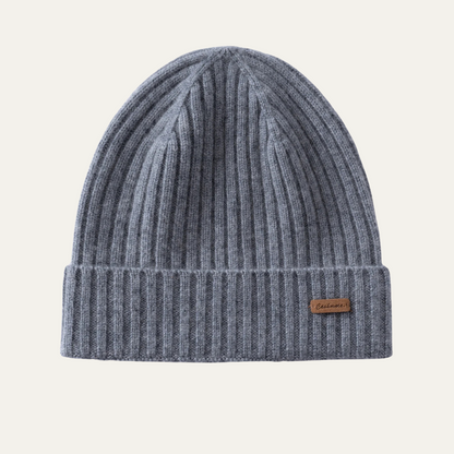 Men's Cashmere Ribbed Beanie Black