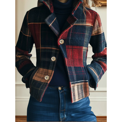 Women's Plaid Button Front Jacket - Vonnera