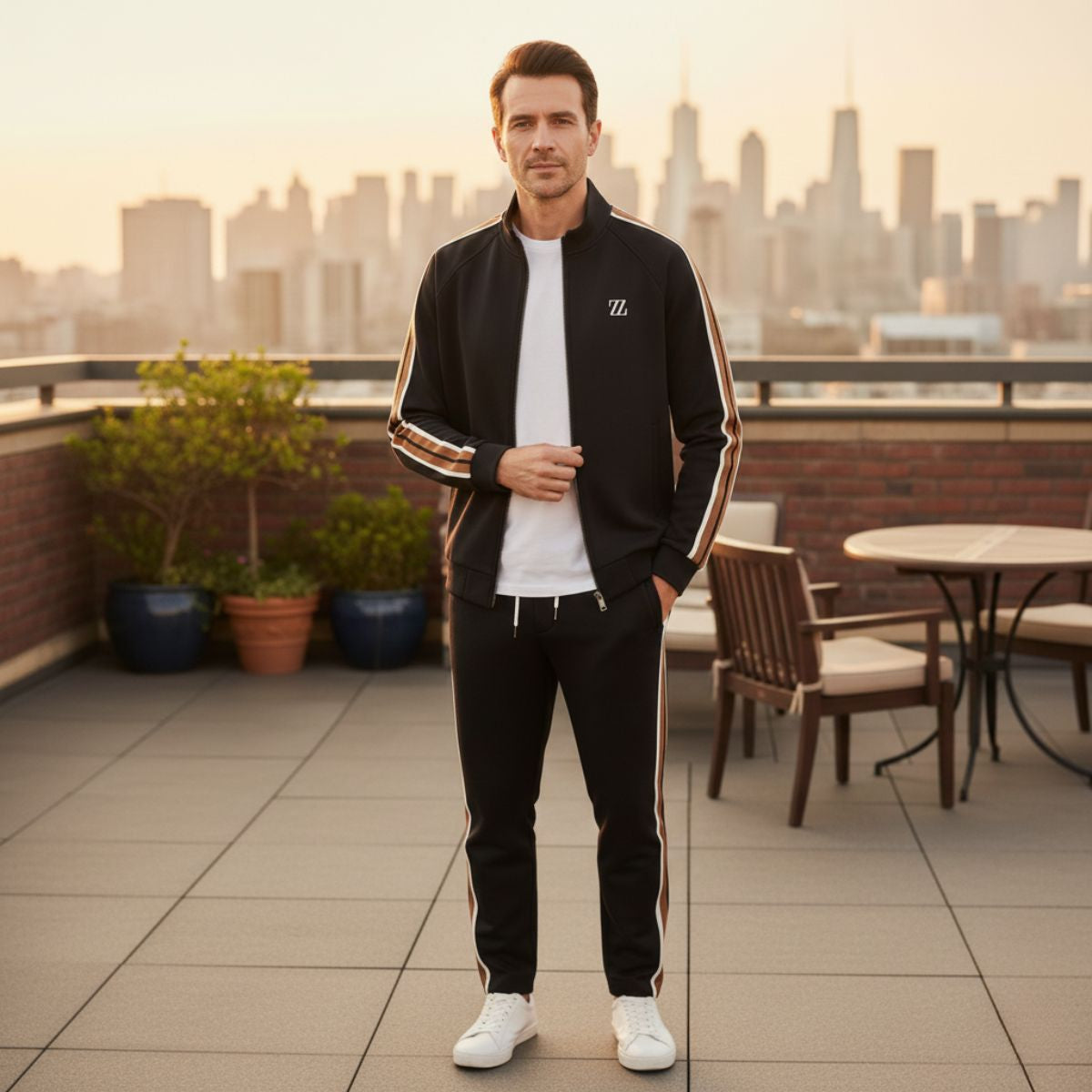 Men's Hoodie Joggers Set Cotton Loungewear Grey