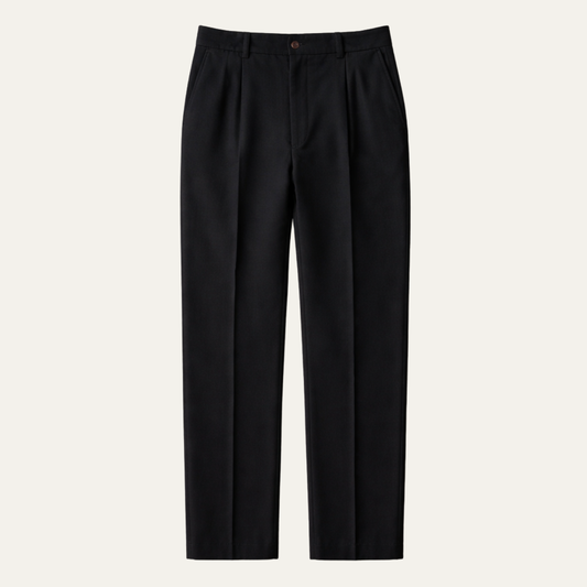 Men's Black Pleated Wide Leg Dress Pants - Vonnera
