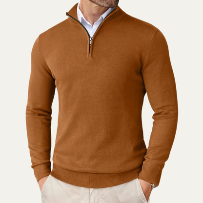 Men's Quarter Zip Mock Neck Knitted Sweater