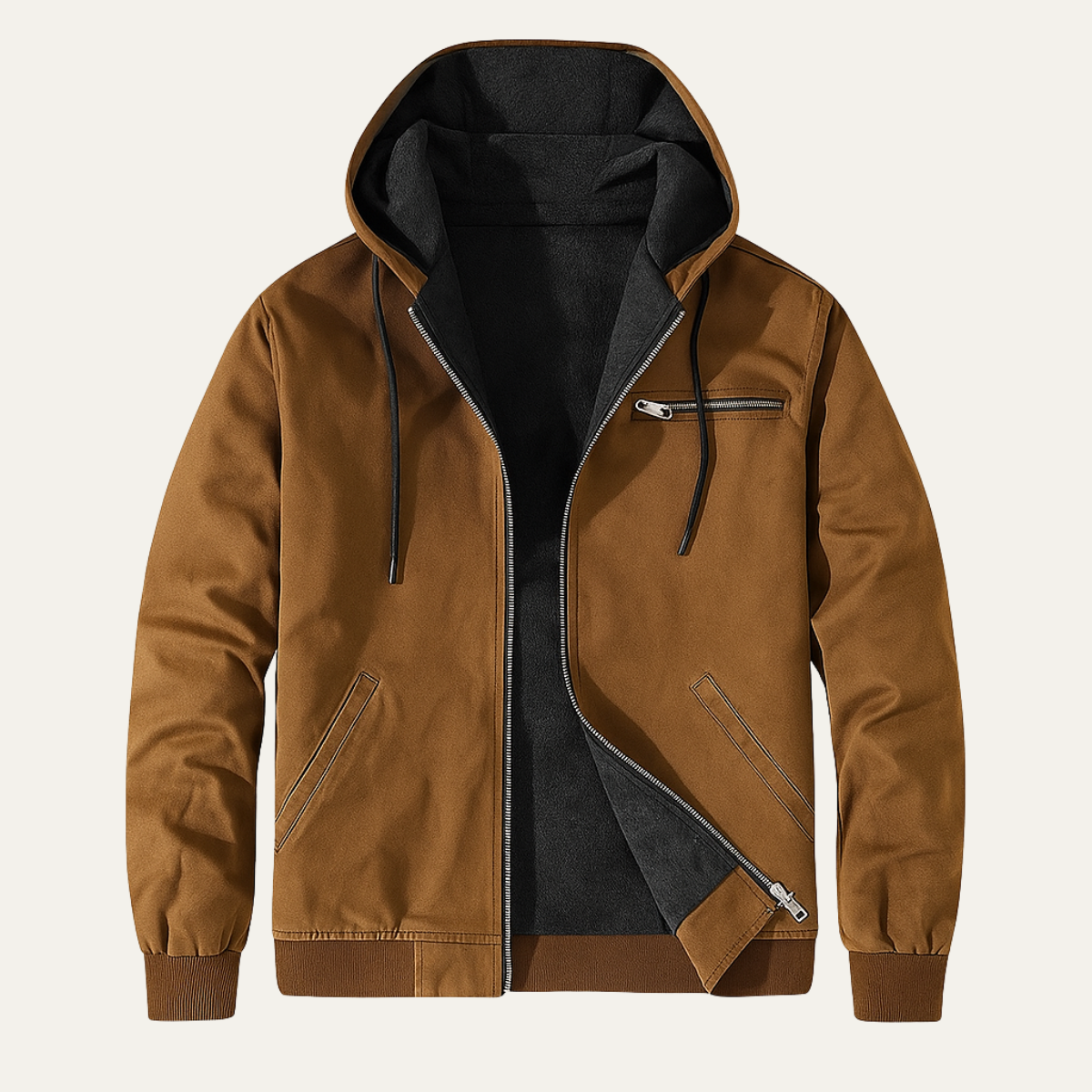 Men's Fleece Lined Hooded Jacket Warm Winter - Vonnera