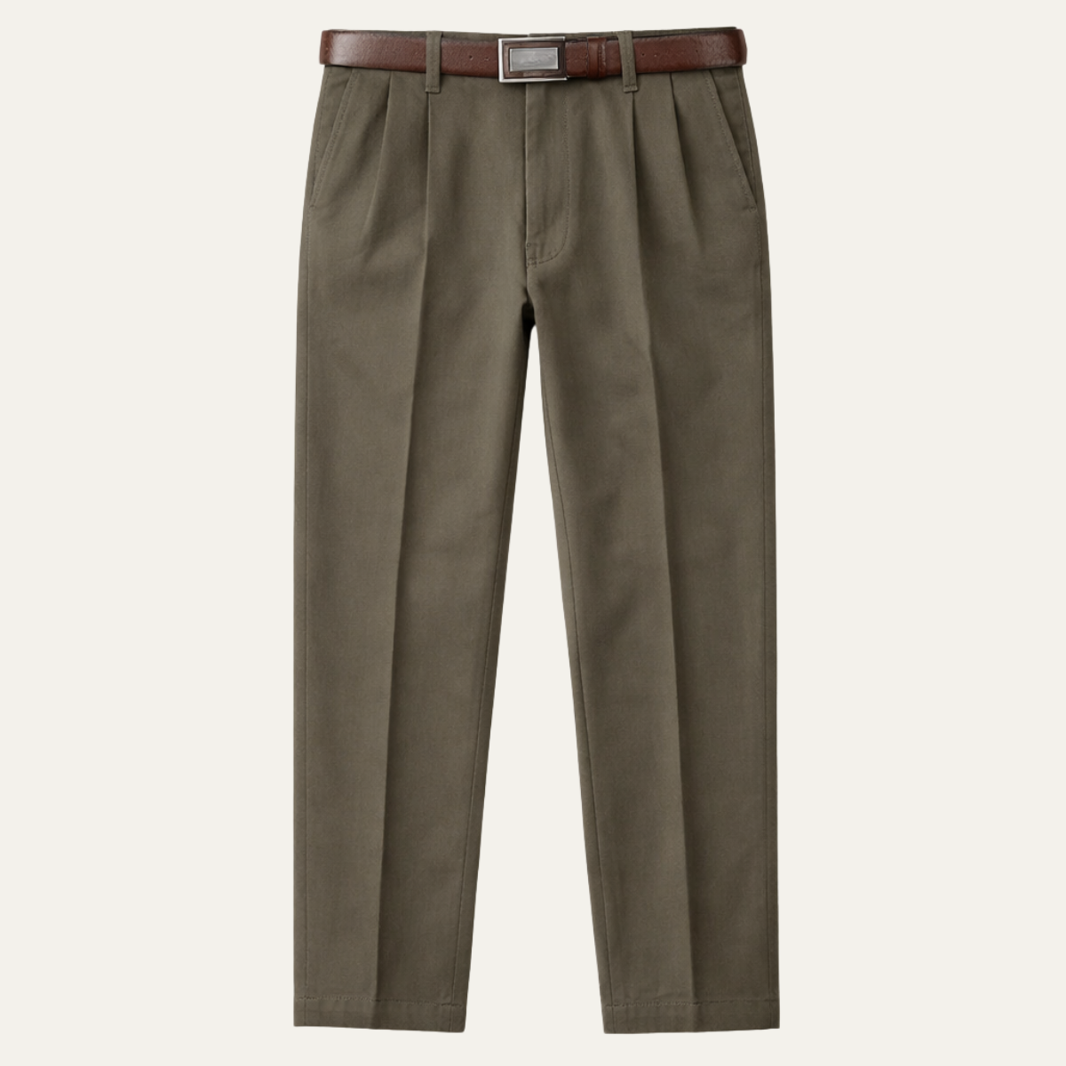 Montfield Men's Straight Leg Pants Double Pleated High Waist - Vonnera