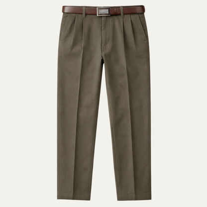 Montfield Men's Straight Leg Pants Double Pleated High Waist - Vonnera