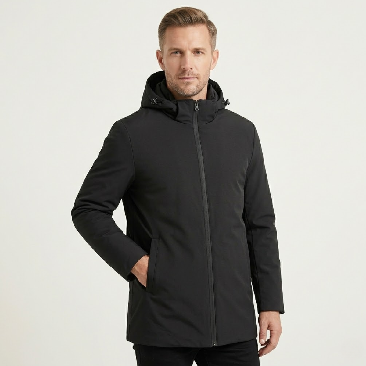 Men's Modern Fit Hooded Jacket Warm