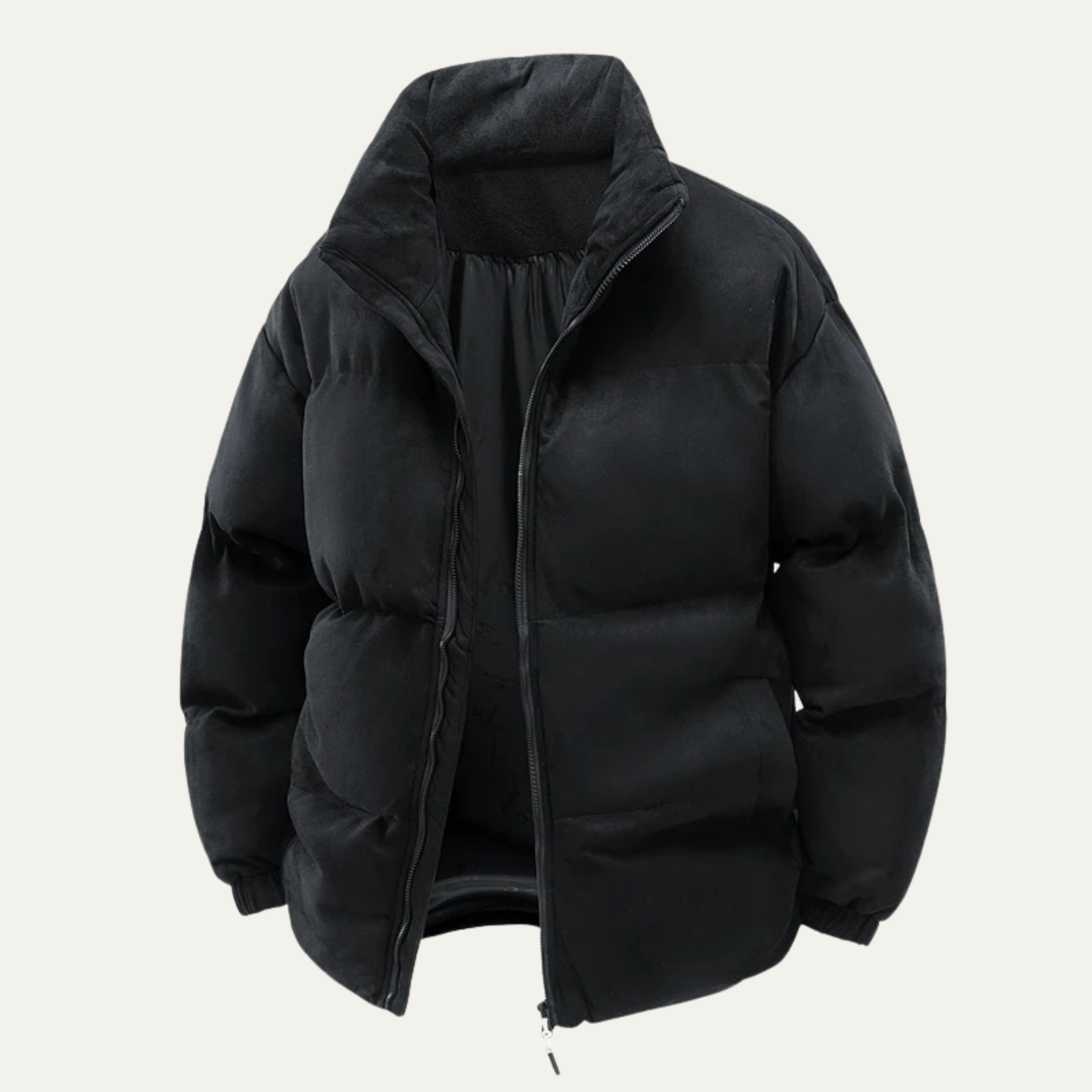 Men's Suede Puffer Jacket Cotton Padded Tan - Vonnera