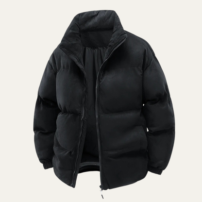 Men's Suede Puffer Jacket Cotton Padded Tan - Vonnera