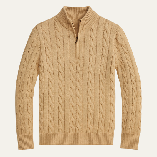 Men's Mock Neck Knitted Sweater Half Zip - Vonnera