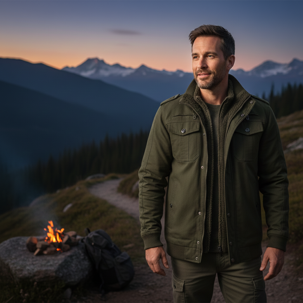 Macerata Men's Thermal Fleece Lined Military Jacket