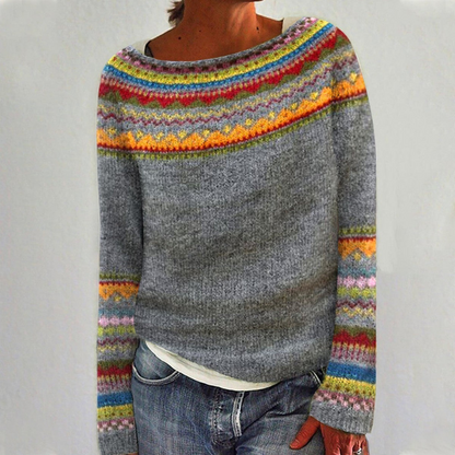 Women's Pullover Sweater Warm Long Sleeves Round Neck
