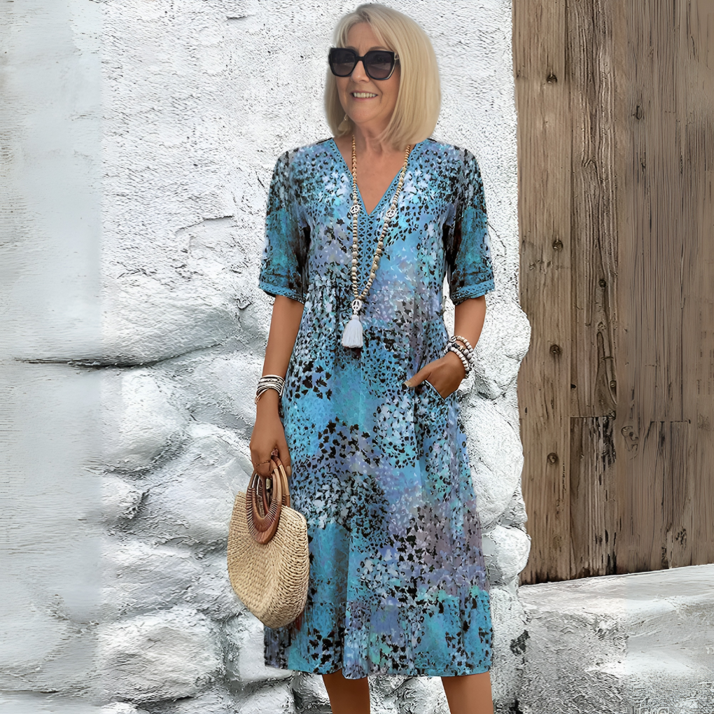 Women's Soft V-Neck Midi Dress - Vonnera