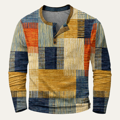 Men's Polo Shirt Textured Patchwork Blue - Vonnera