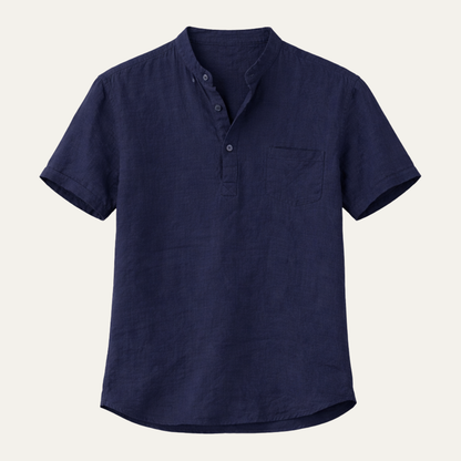 Men's Cotton Linen Henley Shirt Lightweight - Vonnera