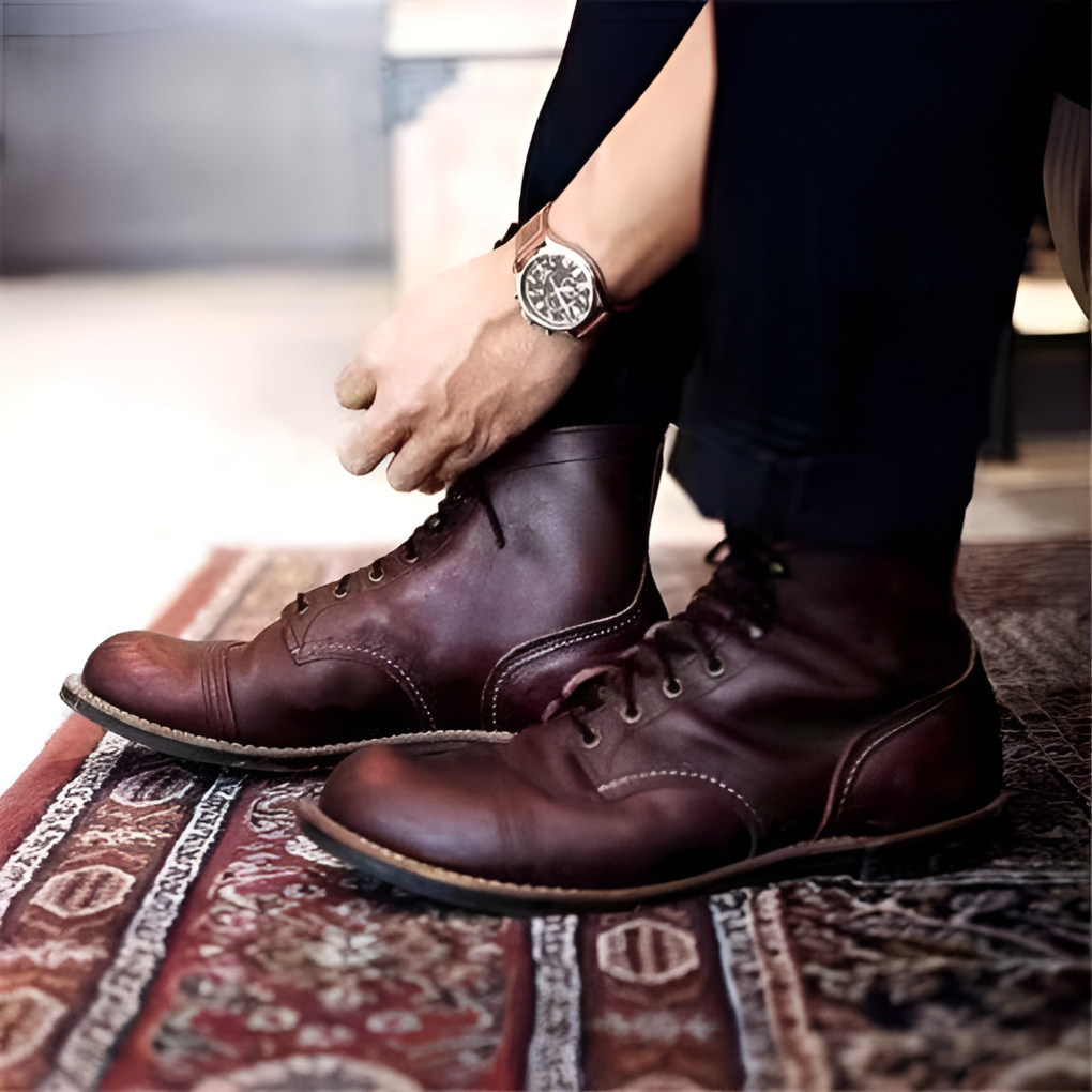 Men's Lace-Up Boots Vintage Leather Brown