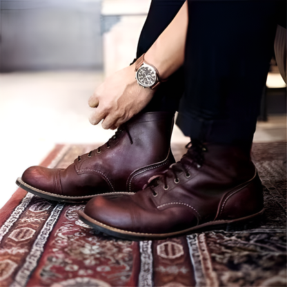 Men's Lace-Up Boots Vintage Leather Brown