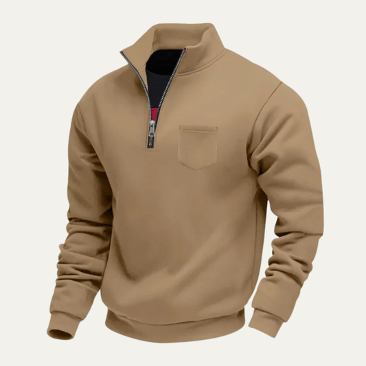 Men's Casual Half Zip Sweater With Pocket - Vonnera