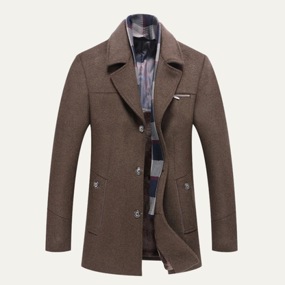Men's Wool Blend Long Winter Business Coat