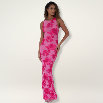 Women's Floral Maxi Dress Fitted Silhouette - Vonnera