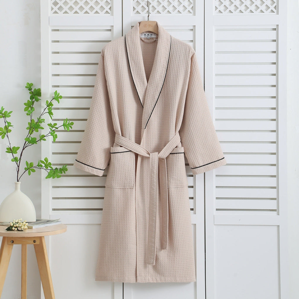 Cotton Waffle Bathrobe Lightweight Kimono Style