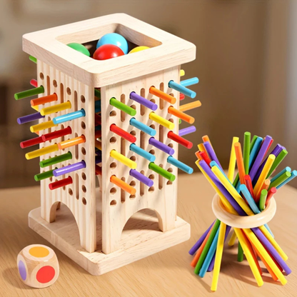 Wooden Tower Peg Solitaire Game - Vonnera