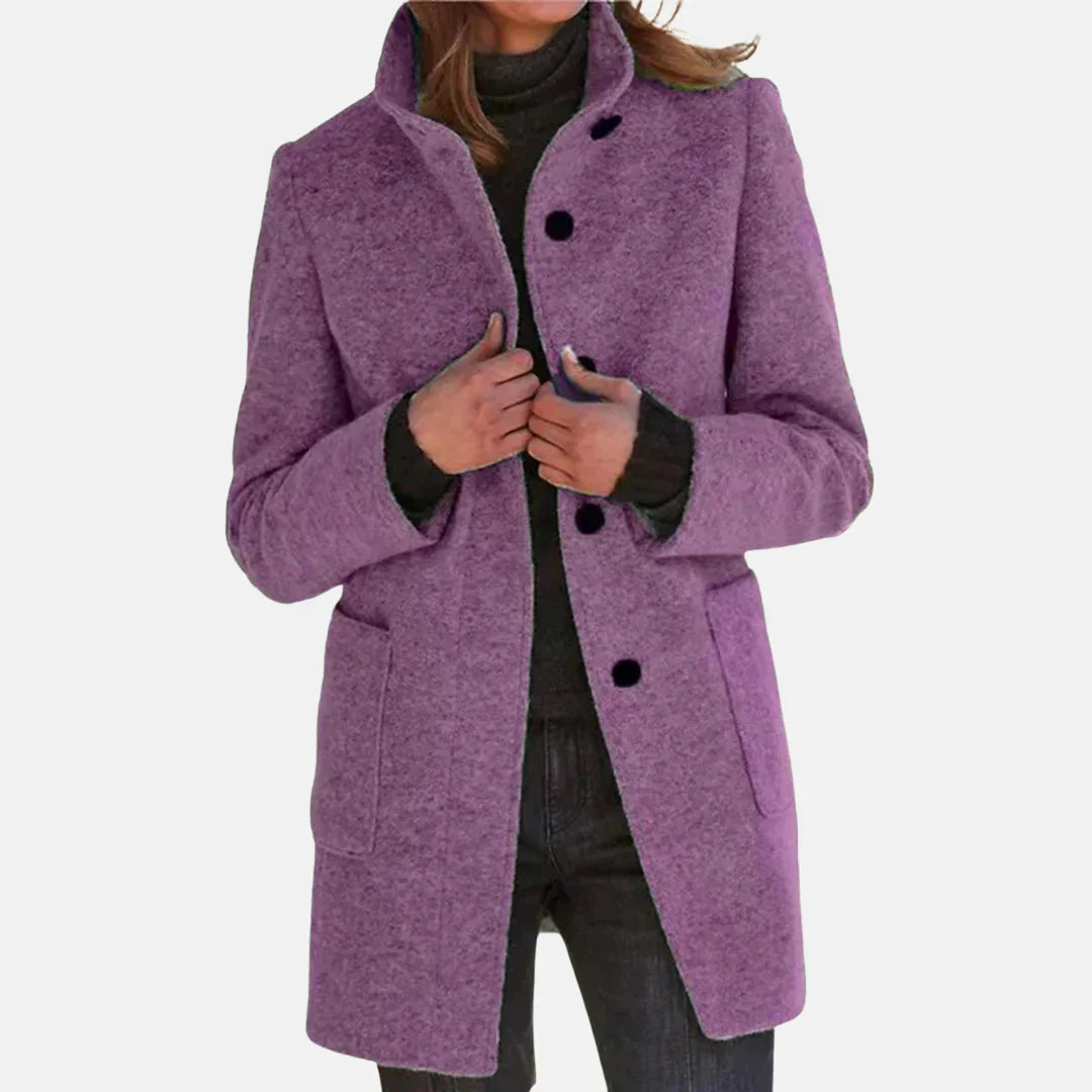 Tweed Coat Women's Classic Sophisticated Tan