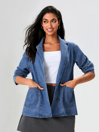 Urbanedge Men's Classic Fit Denim Blazer