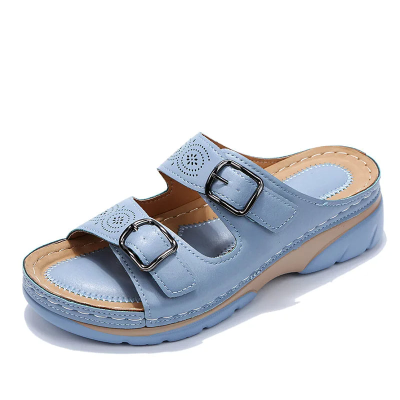 Women's Wedge Sandals Double Buckle Comfortable