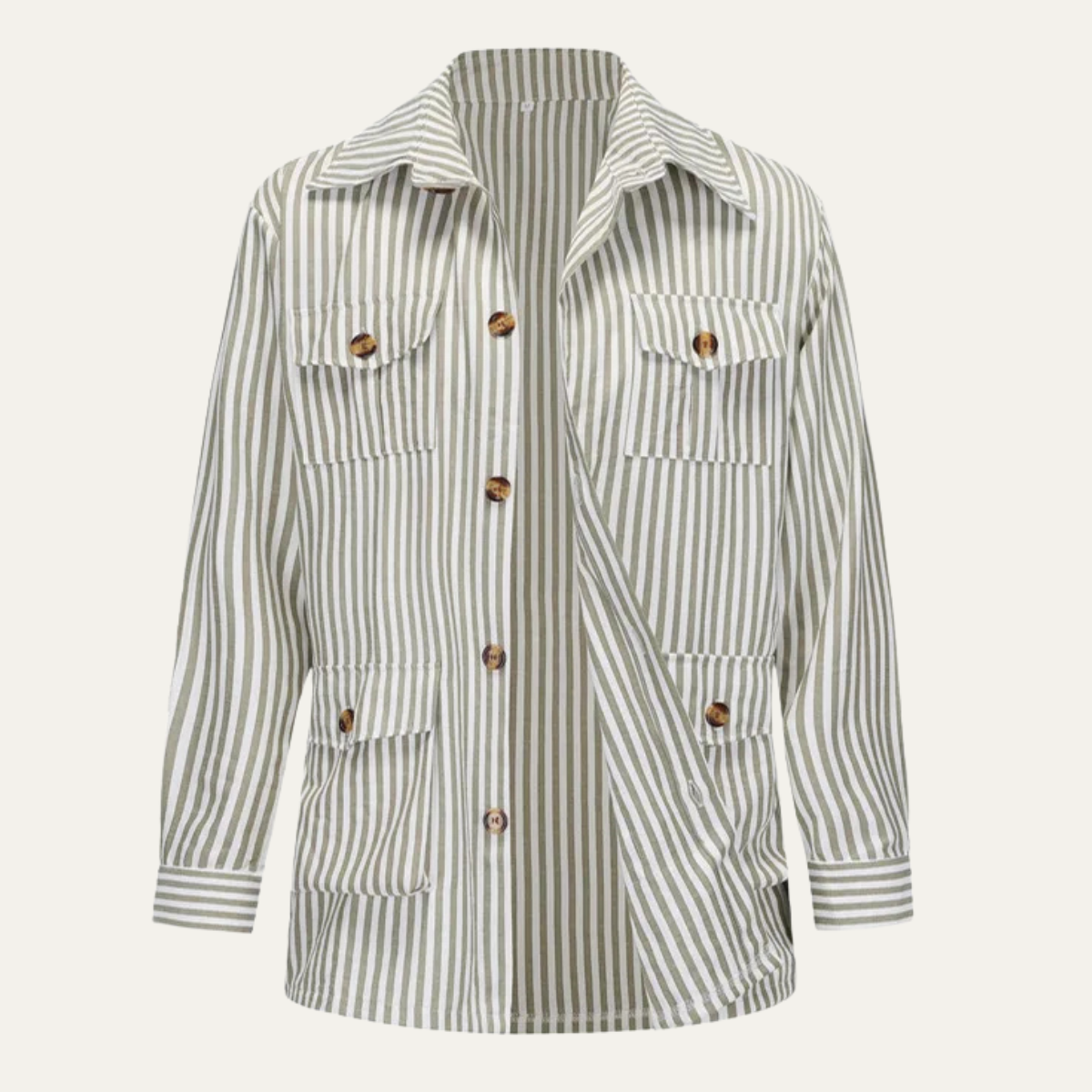 Men's Striped Button Down Shirt Cotton With Pockets - Vonnera