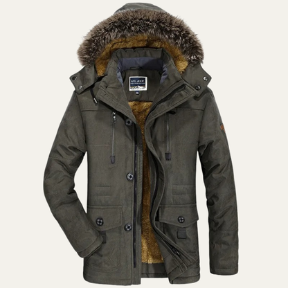 Men's Fur Hooded Jacket Warm Multi-Pocket - Vonnera