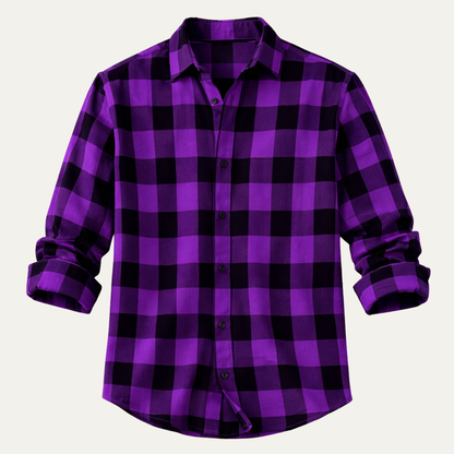 Men's Plaid Button-Up Shirt - Vonnera