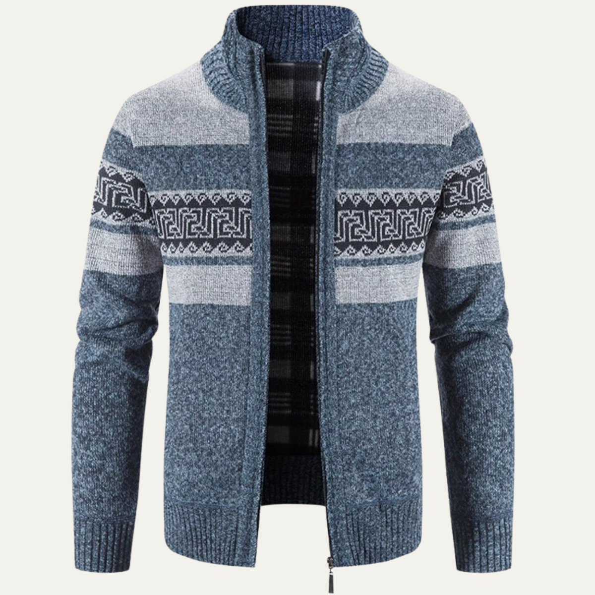Men's Knit Zip Jacket Warm Patterned Winter - Vonnera