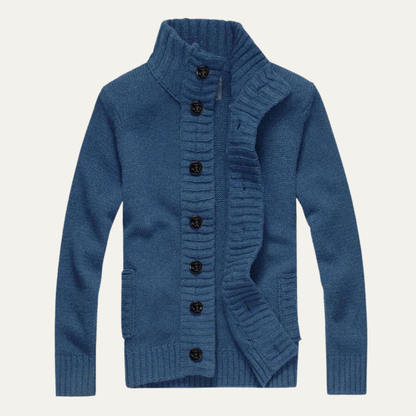 Men's Knit Cardigan Button Front Collar Winter Beige - Vonnera