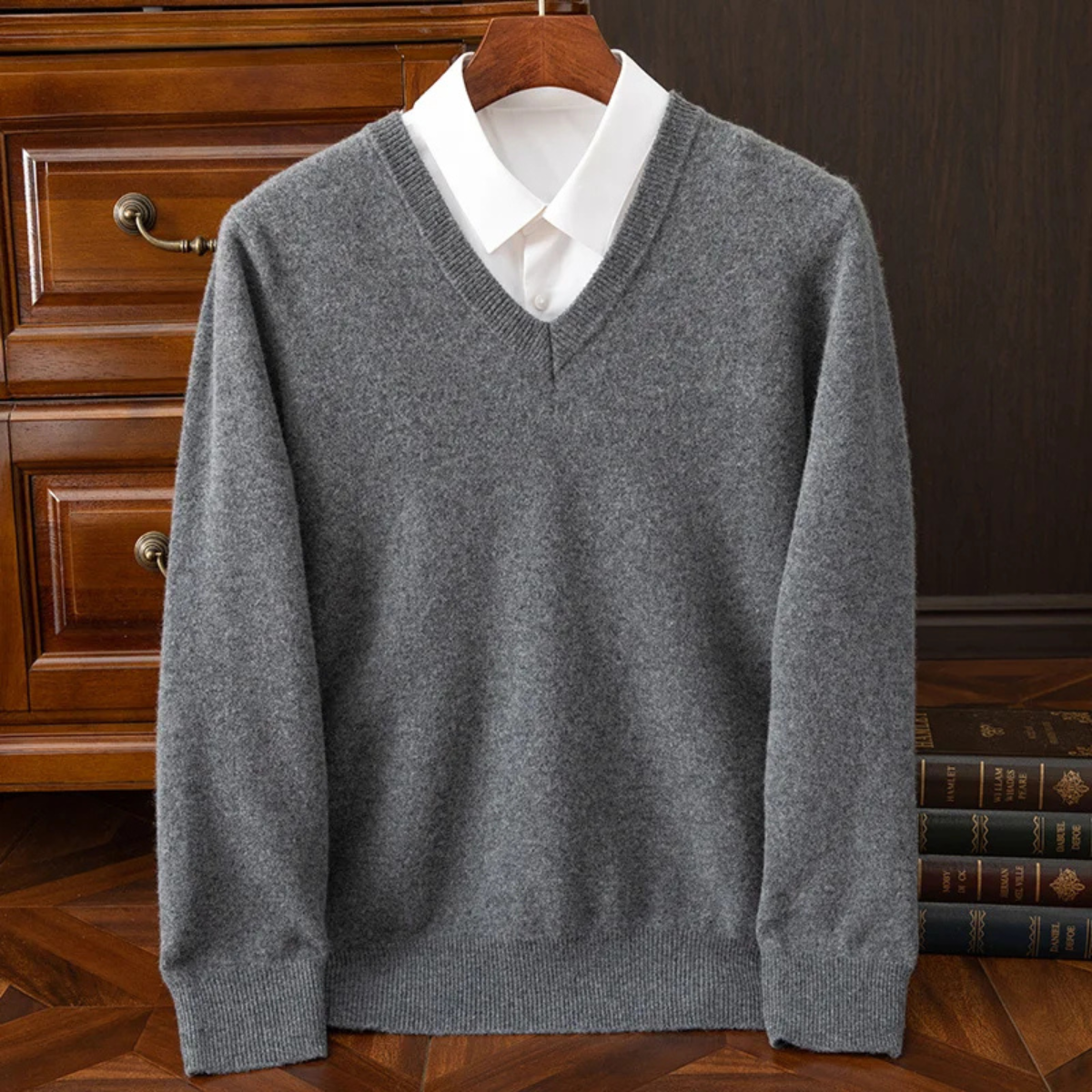 Men's Soft Knit V Neck Sweater Warm