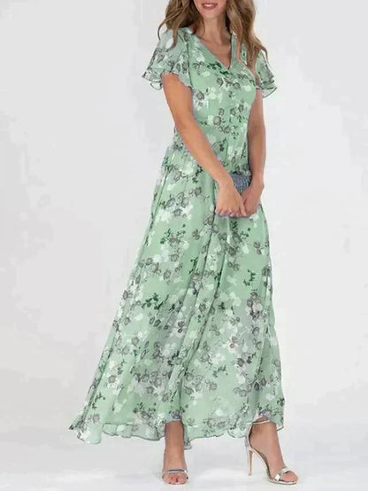 Women's Floral V-Neck Maxi Dress