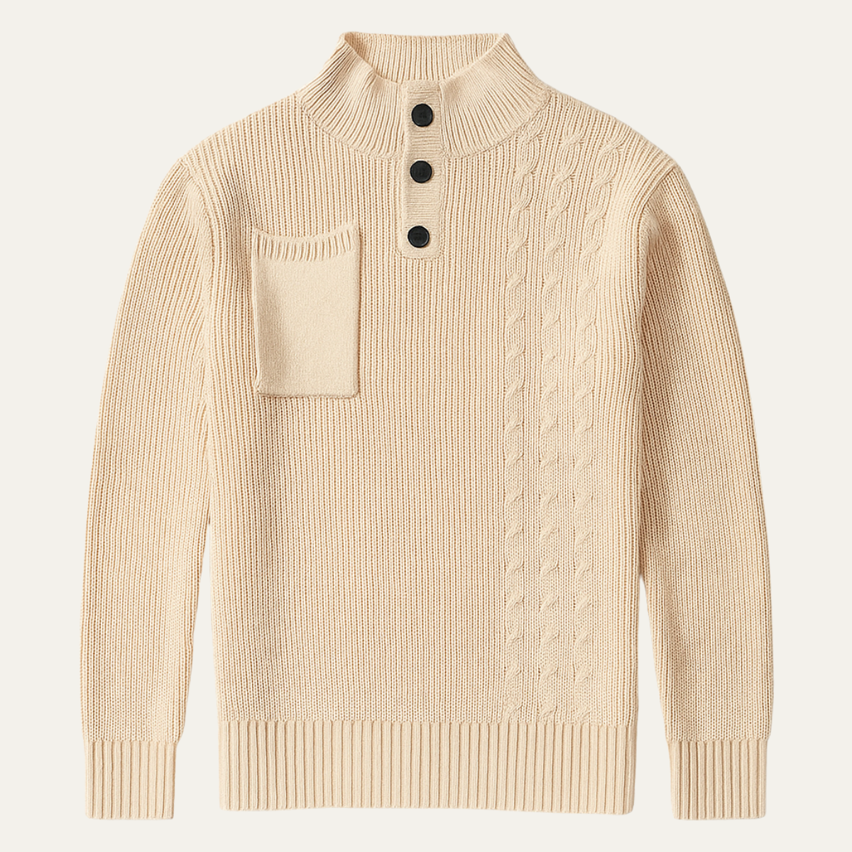 Westgate Men's Knit Sweater Stand Collar Button Detail - Vonnera