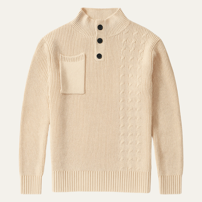 Westgate Men's Knit Sweater Stand Collar Button Detail - Vonnera