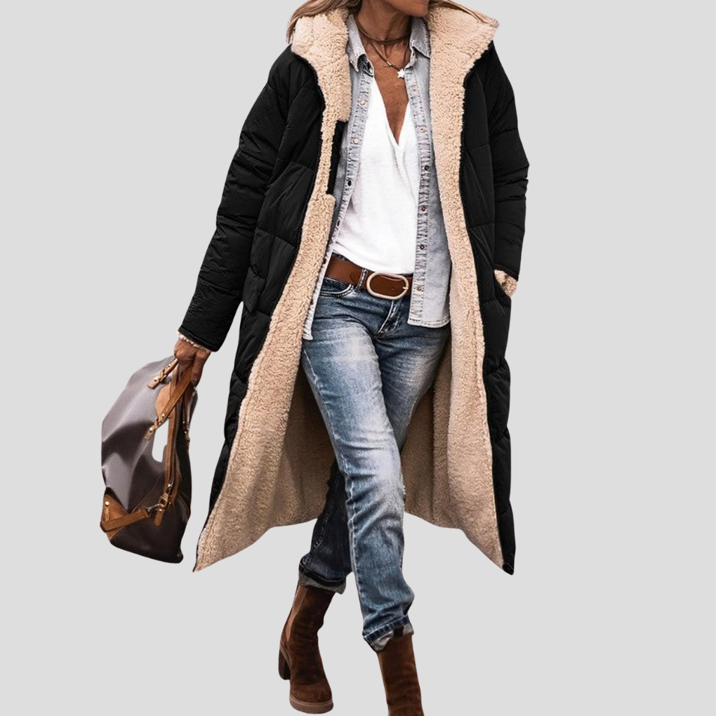 Women's Reversible Hooded Winter Coat Teddy Lining - Vonnera