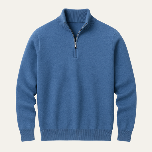 Men's Soft Knit Cotton Sweater Half Zip Casual - Vonnera