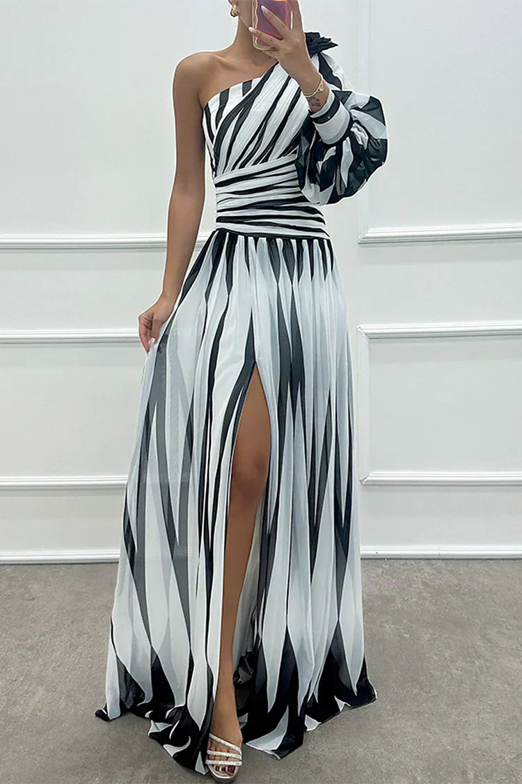 Women's Striped One Shoulder Maxi Dress - Vonnera