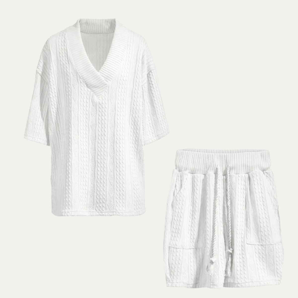 Men's Breathable Knitted Polo Shirt And Shorts Set - Vonnera