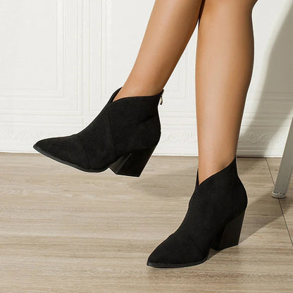Women's Ankle Boots Zip Block Heel