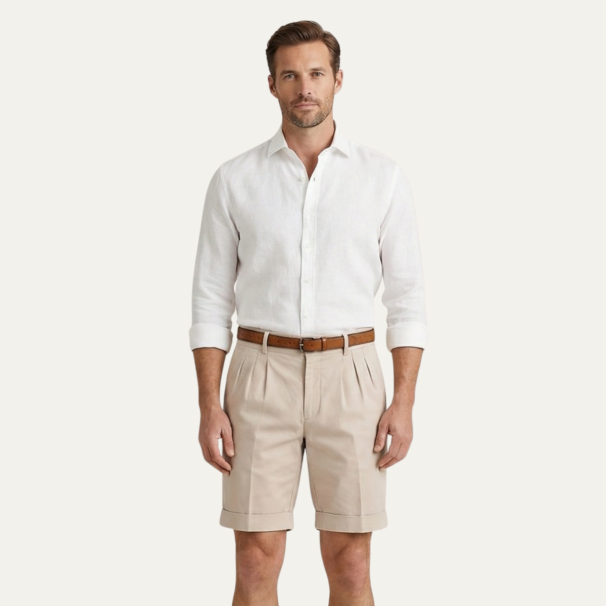 Henwick Men's Linen Shorts Tailored Summer Beige