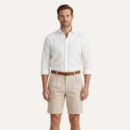 Henwick Men's Linen Shorts Tailored Summer Beige